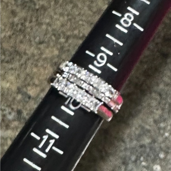 Diamonique Size 10, Stacked Ring Set - Picture 1 of 9